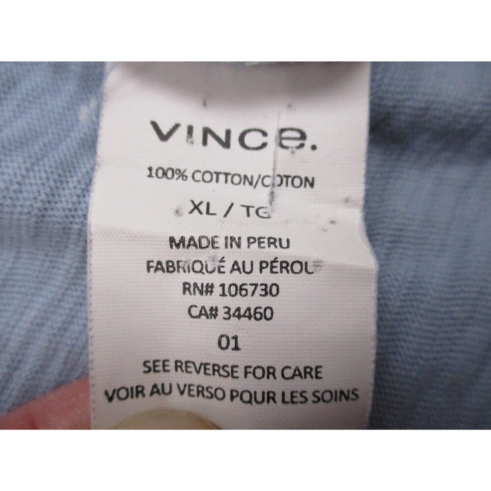 Vince Polo Shirt Adult Extra Large XL Blue Lightweight Cotton Casual Rugby Mens - Picture 5 of 11